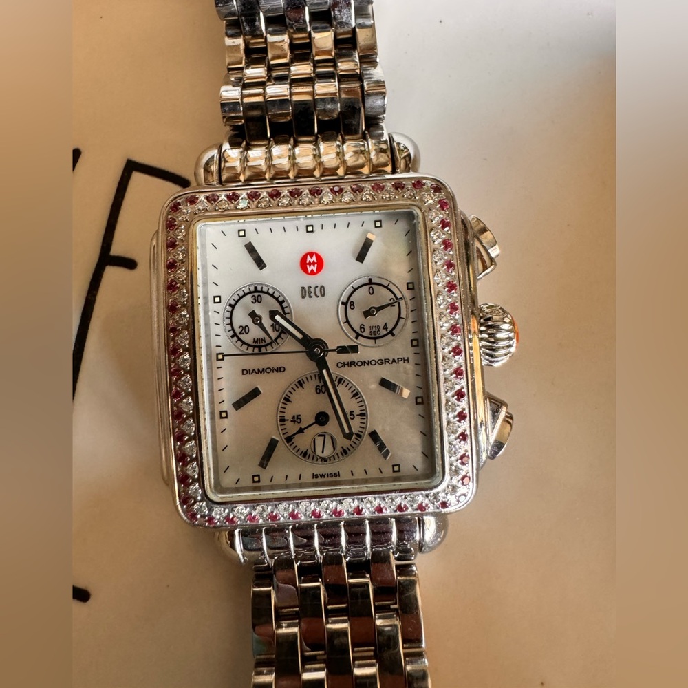 Michele Deco chronograph diamond watch - Picture 3 of 14